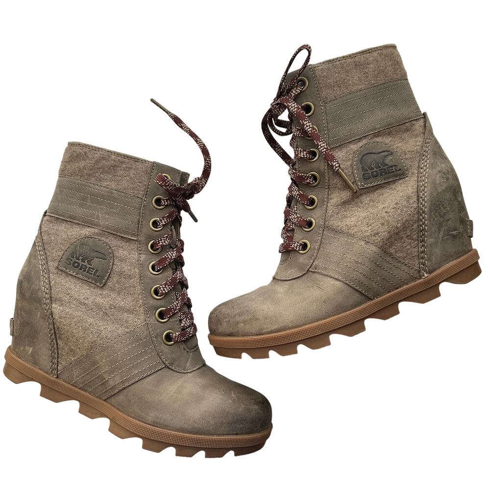 Sorel Lexie Wedge Waterproof Leather Boots Size 8.5